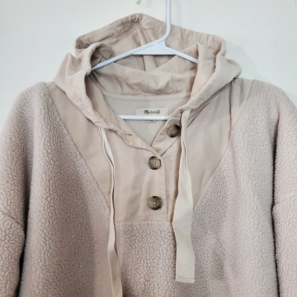 Madewell Re(sourced) Fleece Button Front Hoodie Sweatshirt Size Medium - Picture 6 of 16